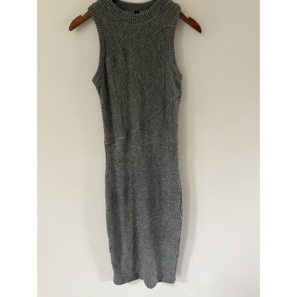 Tracy Reese Knit Sweater Dress Sleeveless Gray Crew Neck Size S Lined Ribbed